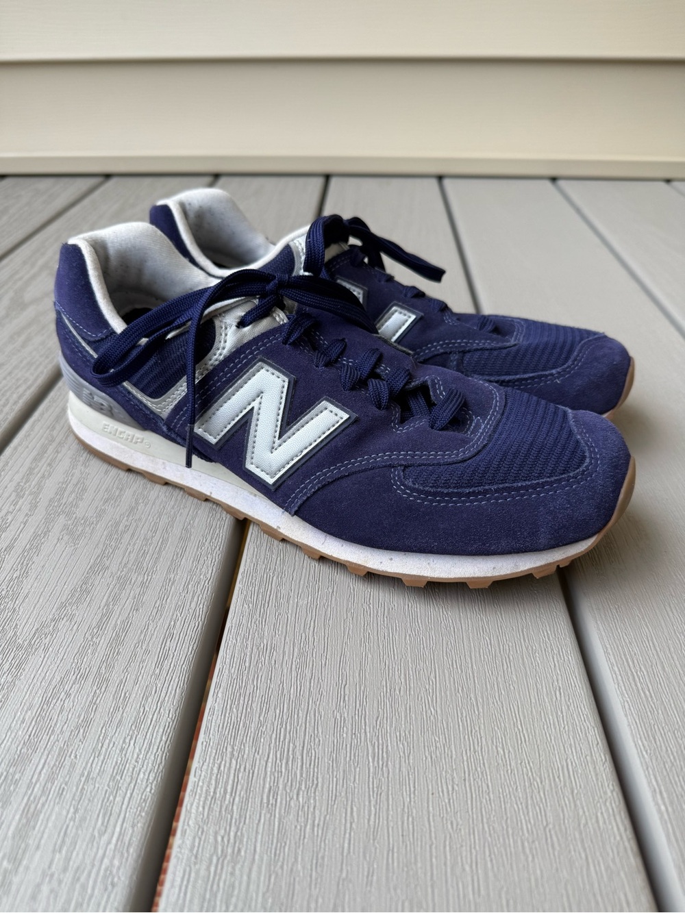 New Balance 574 Classic Navy Suede Sneakers Men’s Size 10 D ENCAP Running Shoes